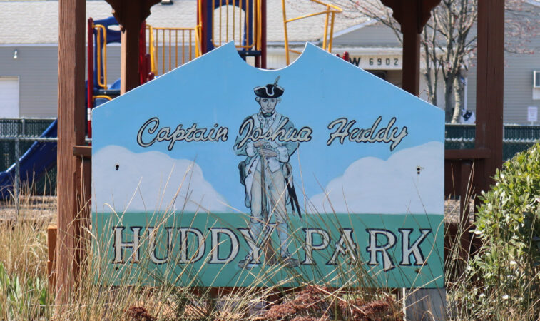 Sign at entrance to Huddy Park in Highlands, N.J. Photo by John R. Barrows.