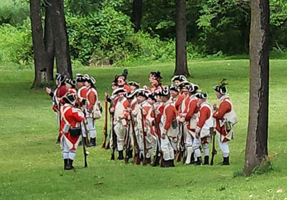Photo of British Army re-enactors at Monmouth Battlefield State Park. Photo courtesy Friends of Monmouth Battlefield.