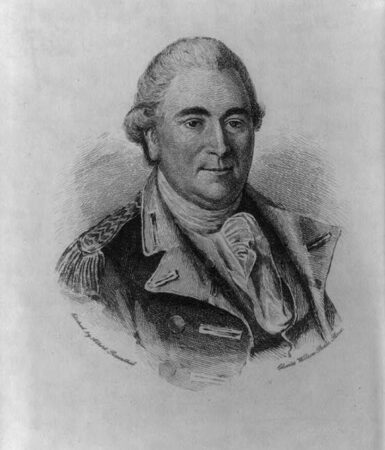 Anthony Wayne, 1745-1796. Etching by Albert Rosenthal, after painting by Charles Willson Peale, copyrighted by The Pennsylvania Historical Publishing Assoc., Phila.