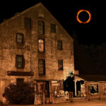 Artist's rendering of the Old Mill at Allentown during a solar eclipse. Image credit: John R. Barrows