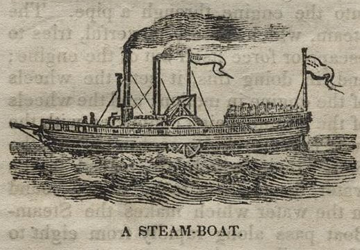 1835 sketch of a Hudson River steamboat similar to the SS Rainbow. Image courtesy Hudson River Maritime Museum.