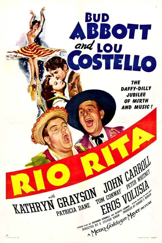 Poster for the American film Rio Rita (1942), starred by Abbott and Costello.