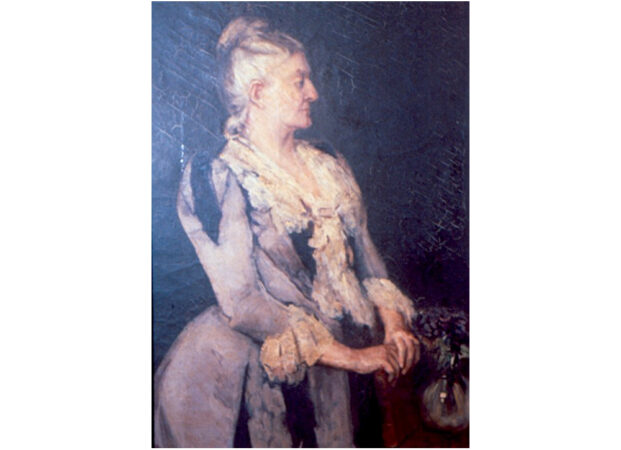 Photo of portrait painting of Caroline Gallup Reed. (1892). Painting is signed on the reverse: "M. C. Reed / Portrait of / C. Gallup Reed / Paris 1892." Image courtesy Monmouth County Historical Association, used with permission.