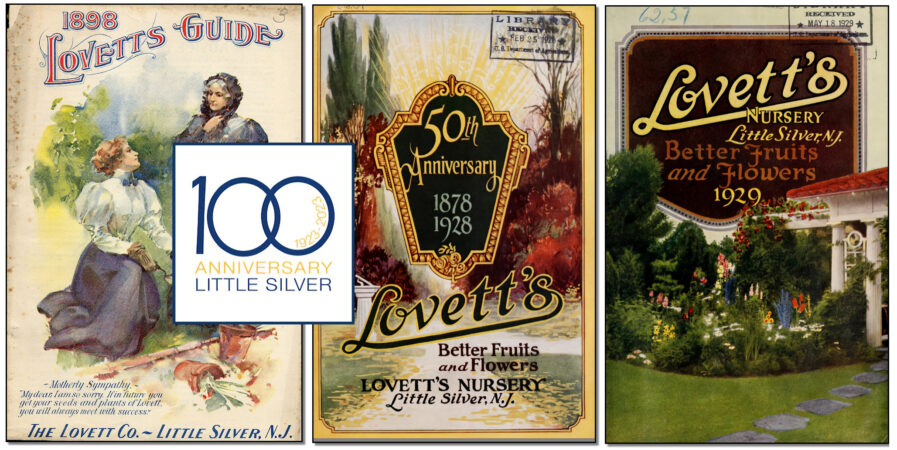 Composite image of three Lovett's Nursery catalogs. Images courtesy Little Silver Historical Society.