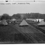 Photo of first Signal Corps camp, Monmouth Park. Bain News Service, publisher, created/published between ca. 1915 and ca. 1920. George Grantham Bain Collection, Library of Congress, public domain.
