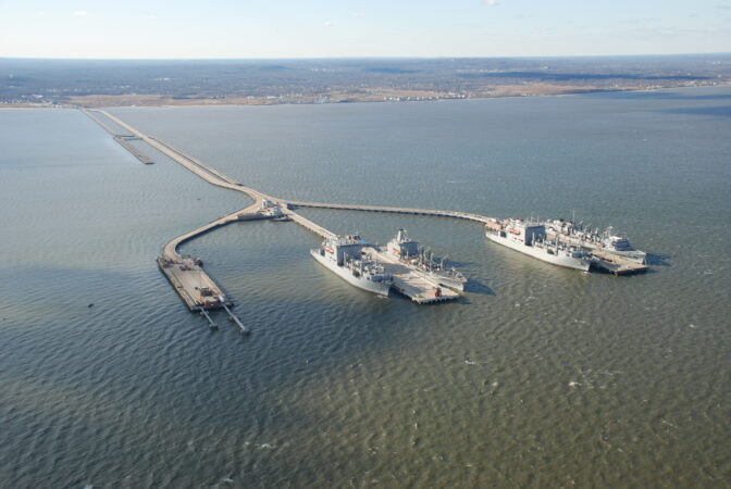 Aerial photo of Naval Weapons Station Earle. Official U.S. Navy photo, public domain.