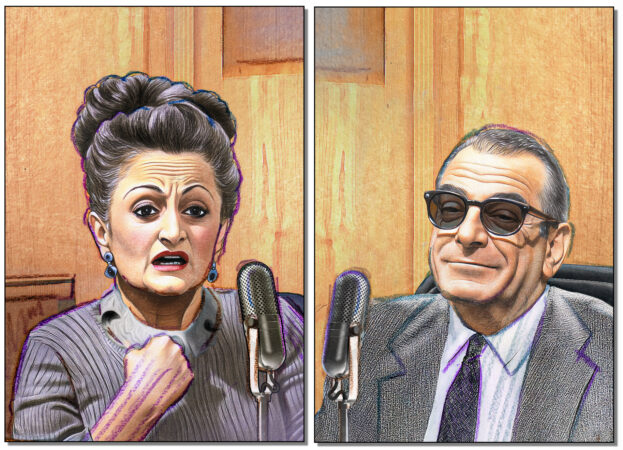 Original illustration of Vito and Anna Genovese by Scott Zelazny, commissioned by MonmouthTimeline.org.
