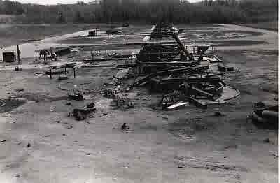 U.S. Army photograph of damage to Nike missile site in Leonardo after the explosions. Image credit: The Black Vault. Public Domain.