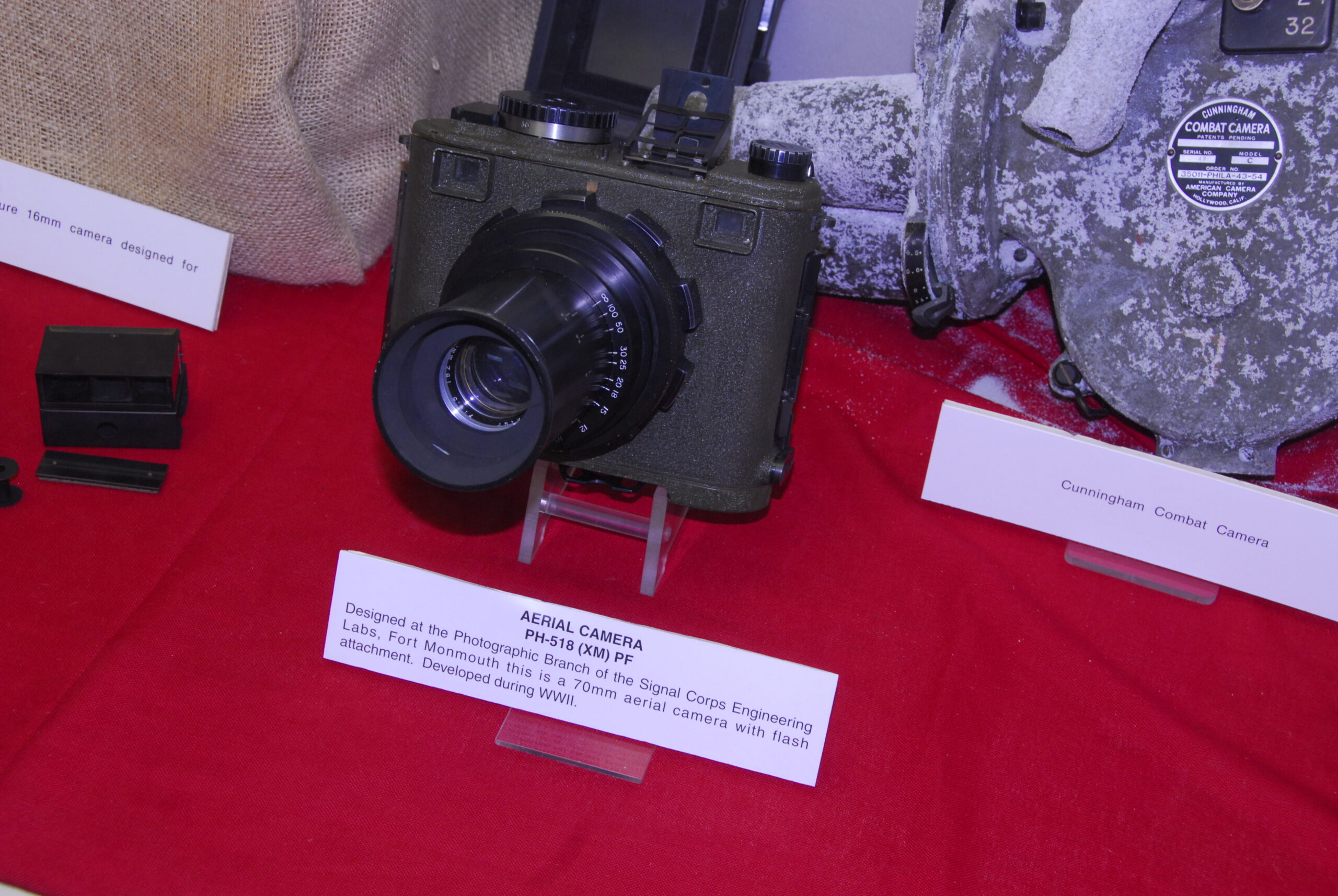 70-mm aerial camera PH-518 (XM) PF, designed at Fort Monmouth during World War II. Photo from the former CECOM History Museum at Fort Monmouth, courtesty Bob Martin.