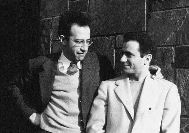 Photo of Joel Barr (left) and Alfred Sarant in Greenwich Village, New York, in 1944. Photo from Barr's personal papers. Photo credit: Usdin, Steven T. (2007). Tracking Julius Rosenberg’s Lesser Known Associates: Famous Espionage Cases. Central Intelligence Agency Library, April 15, 2007.