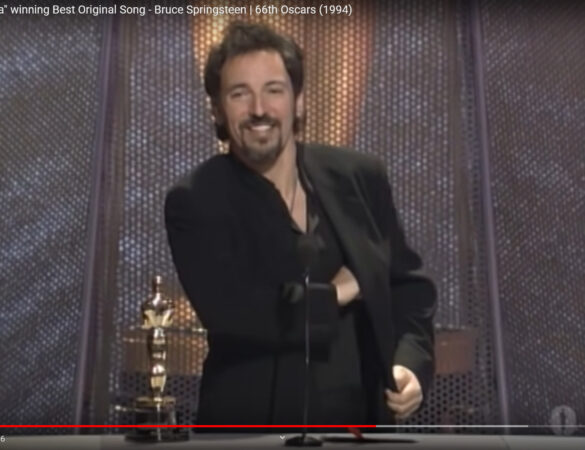 Cropped screen capture of Bruce Springsteen at the 1994 Academy Awards, courtesy Academy of Motion Picture Arts and Sciences.