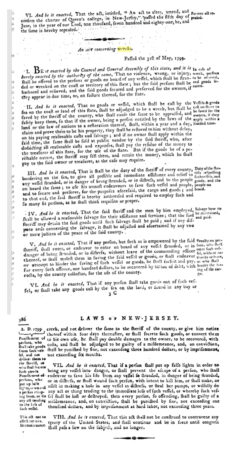 Image of the text of "An Act Concerning Wrecks." Image credit: State Library of New Jersey, Public Domain.