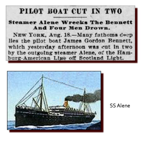 Newspaper clip and illustration of SS Alene.