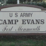 Photo of sign at entry to Camp Evans in Wall, N.J.