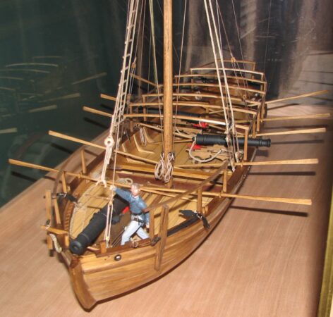Photo of scale model of Revolutionary War whaleboat from the New Jersey Maritime Museum.