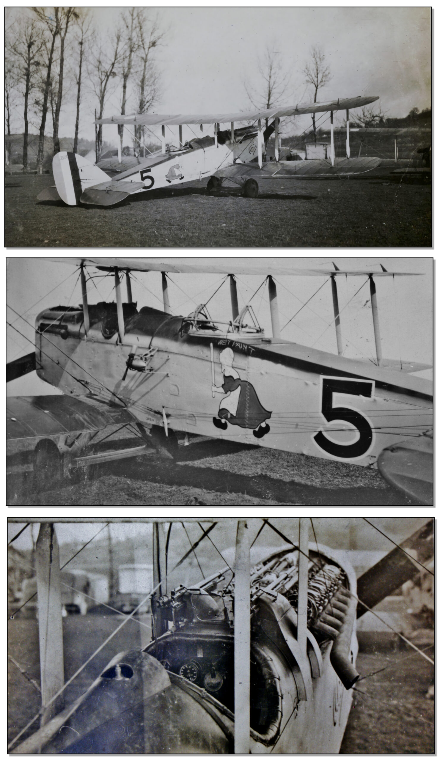 Three photos of Bill Frayne and Howard French’s DH-4, most likely that which was provided as a replacement for the one that crashed. Image courtesy Over the Front, League of World War One Aviation Historians, Arnold, Md., used with permission.