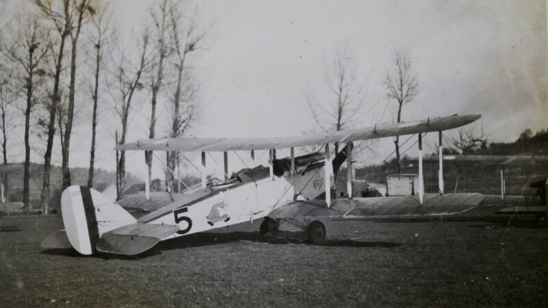 The DeHavilland DH-4 flown by William Frayne and Howard French. This was a replacement for their earlier aircraft that was destroyed on October 17, 1918, after a signal pistol accidentally discharged inside the rear cockpit. Photo courtesy of Steve Ruffin.