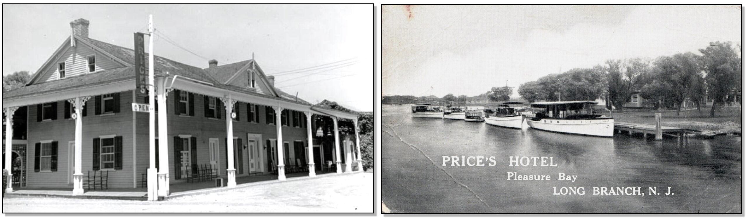 Left: Price’s Hotel in what is now Monmouth Beach. Right: The pier at Price’s Hotel. Images courtesy Greg Kelly, Monmouth Beach Life.com.