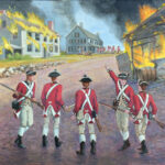 "Loyalist Retribution at Monmouth Court House, 1778," by Peter Cerella, ©2023, commissioned by Monmouth Timeline Inc.