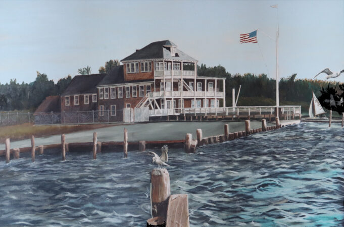 Original painting of Monmouth Boat Club by E. J. Bilderback, 2009. Image credit: Monmouth Boat Club, used with permission.