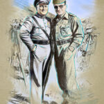 Original illustration of Vito Genovese with Benito Mussolini by Scott Zelazny, commissioned by MonmouthTimeline.org.
